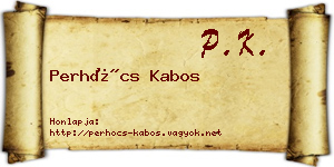 Perhócs Kabos névjegykártya
